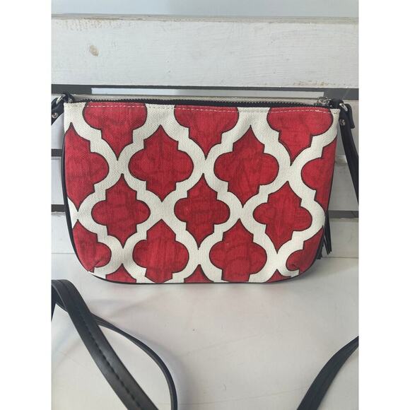 BRIGHTON SMALL RED, WHITE DOVE WITH HOLLY CROSSBODY BAG - Picture 2 of 12